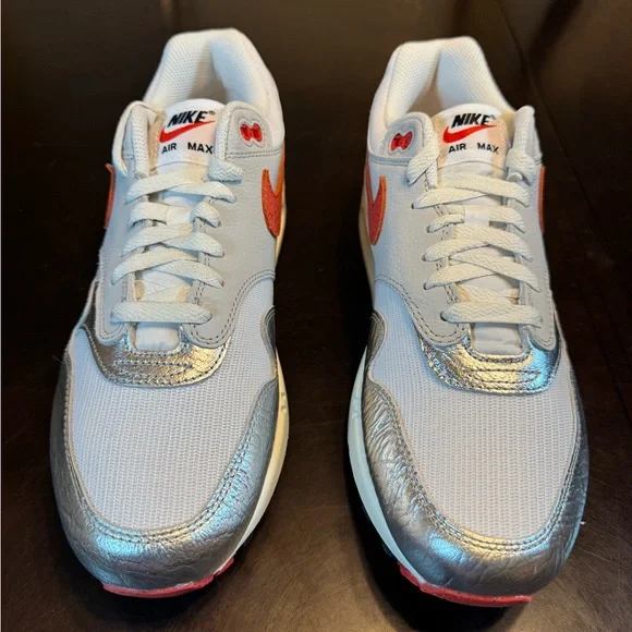 New Nike Air Max 1 Premium White Silver Sneaker Shoes Size US 10 - Picture 5 of 14